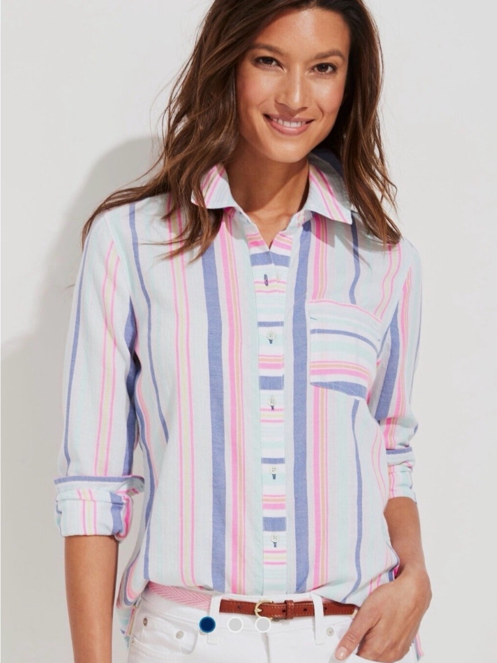 Striped Button-Up Shirt in Pastel Blue & Pink